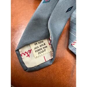 Vintage Haulinetrigere Silk Tie | Made in Italy | Blue Geometric Pattern